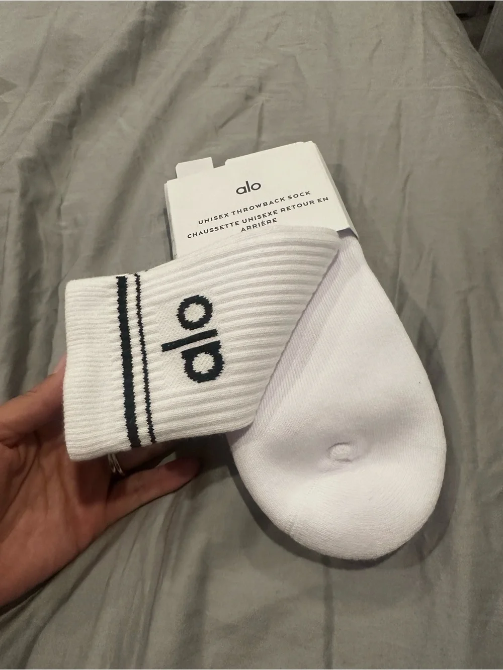 ALO Yoga  White Socks with Black Accents - Crew Athletic Pair
